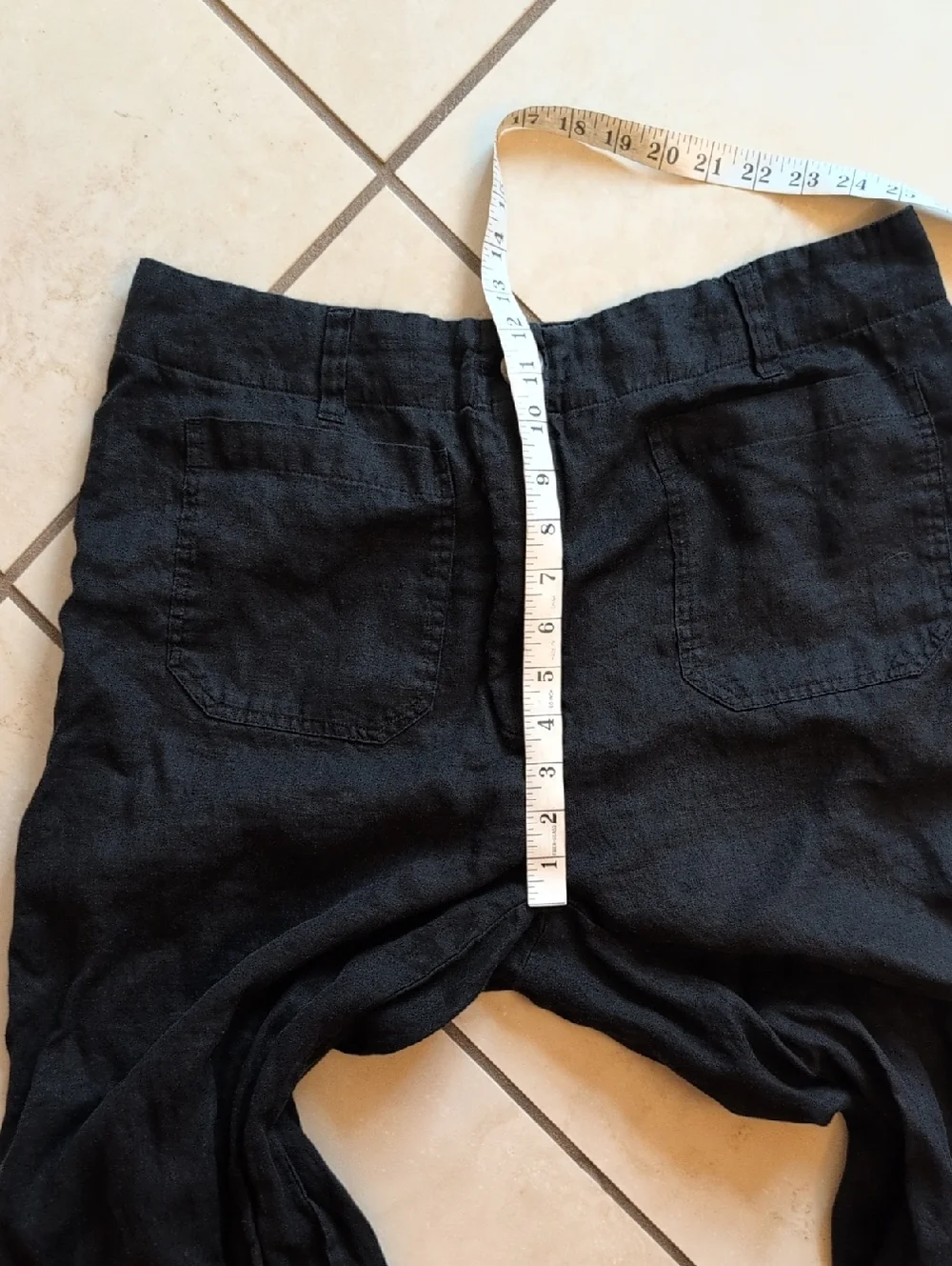 Quince 100% European Linen Patch Pocket Wide Leg Pants Black Size 16